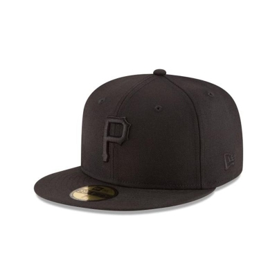 Black Pittsburgh Pirates Hat - New Era MLB Black On Black 59FIFTY Fitted Caps USA2654189